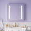 Armoire de salle de bain à miroir encastrée ou à surface pour salle de bain avec tablettes réglables et désembueur-22069093