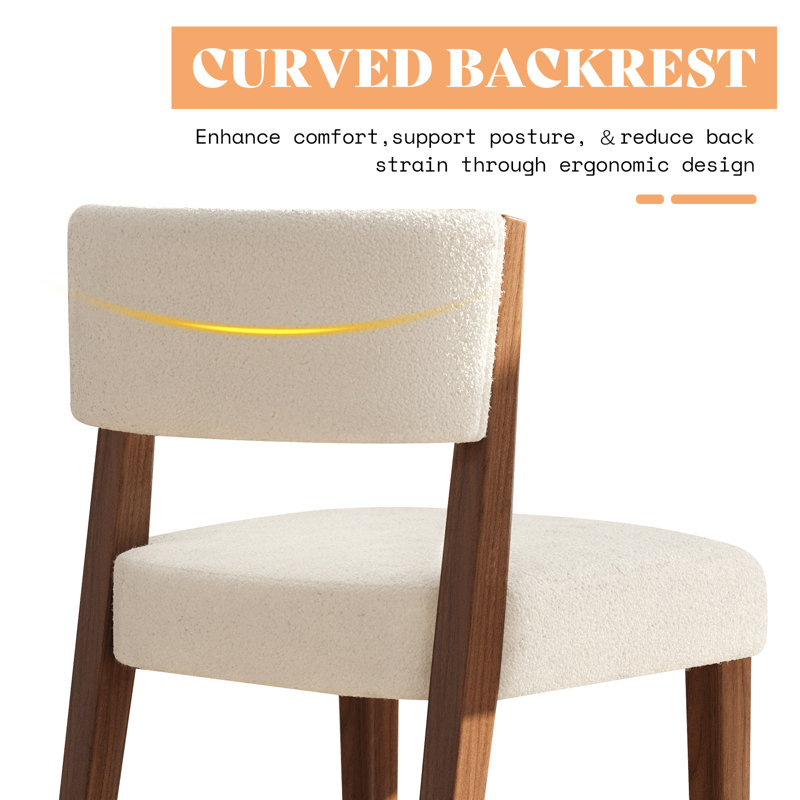Mendivil Upholstered Dining Chairs with Pine Wood Legs Set of 2, 2