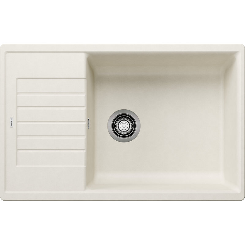 Zia Single Bowl Inset Kitchen Sink, Soft White