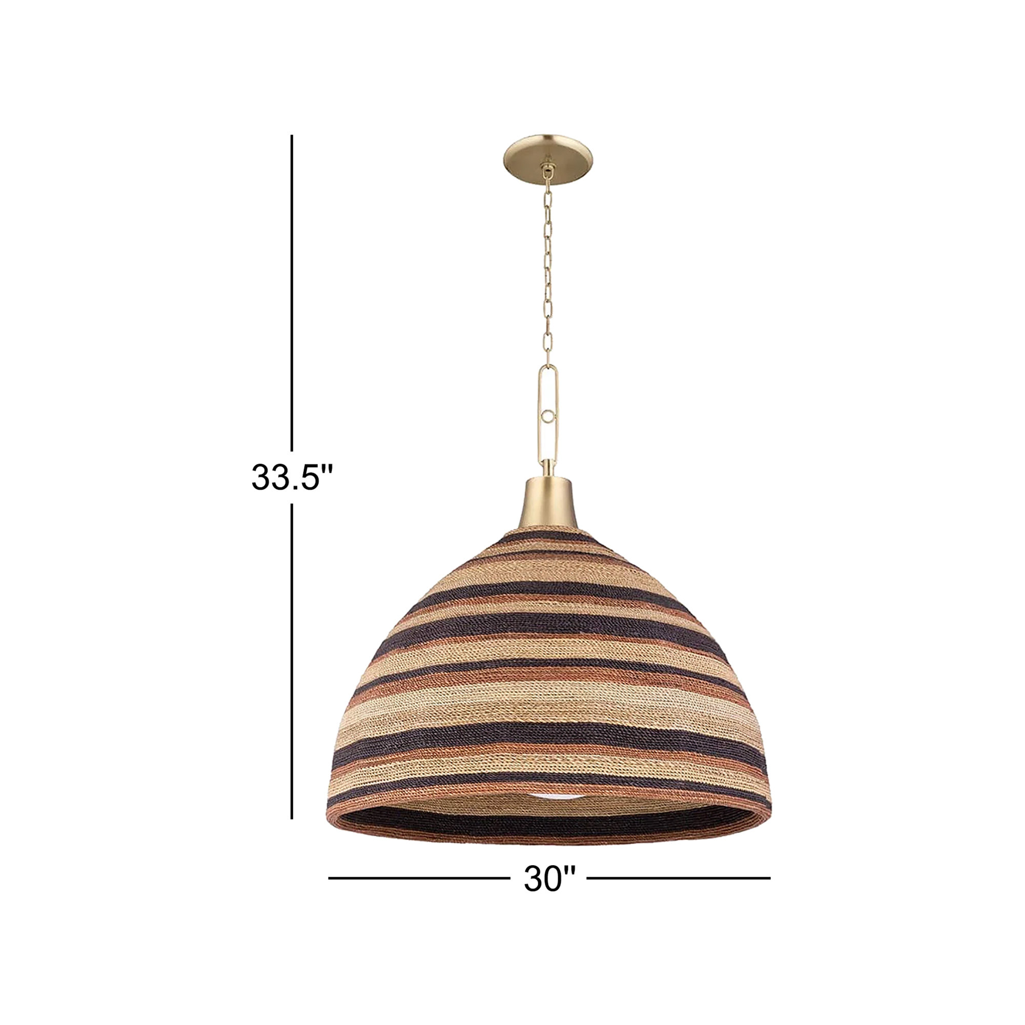 Single Light Dimmable Pendant, 33.5" H x 30" W x 30" D
