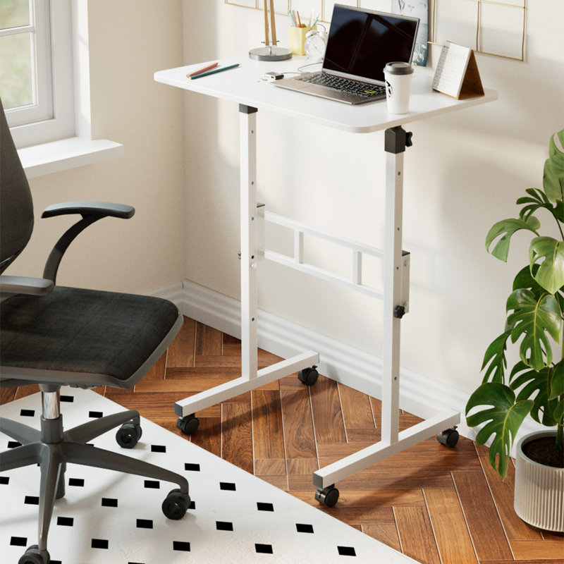 Adjustable Metal Base Computer Desk, White