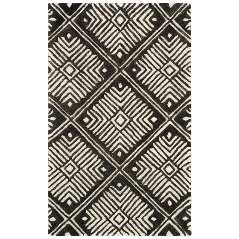 Oldroyd Hand Tufted Wool Geometric Rug, Rectangle 4' x 6'