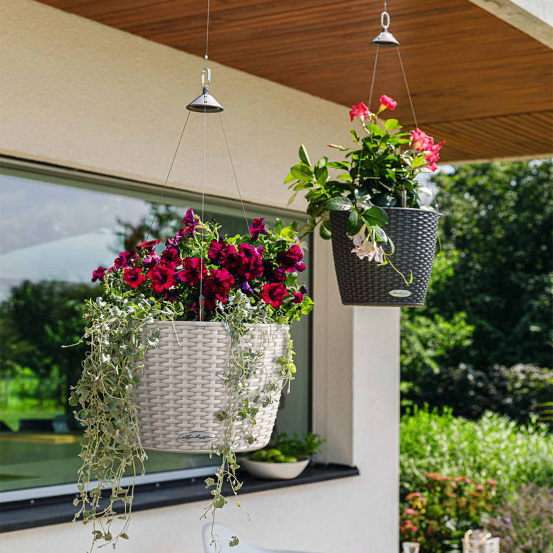 Hanging Planter, White, 23cm H x 35cm W x 35cm D