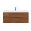 Meuble-lavabo mural de 48 po avec comptoir en surface solide, armoire en bois de noyer doré miel avec tiroirs à fermeture douce