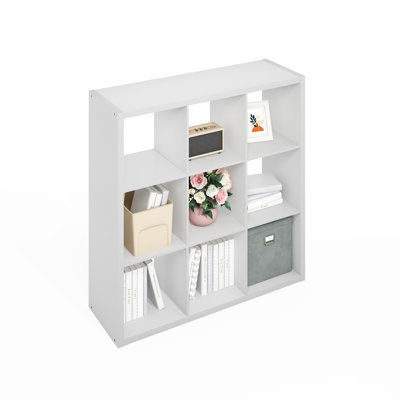 Étagère de rangement Berrien Cube, 9 cubes, dos ouvert, structure extra-épaisse, idéale pour le rangement et l'organisation, salon, bureau, blanc
