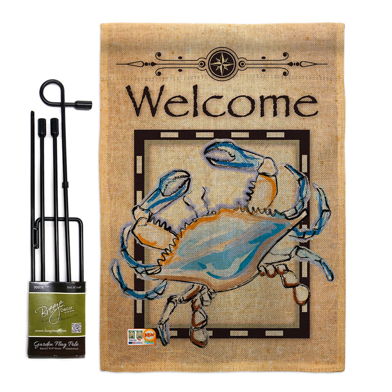Ensemble de drapeaux de jardin en toile de jute 18,5 x 13 po Richmond Crab