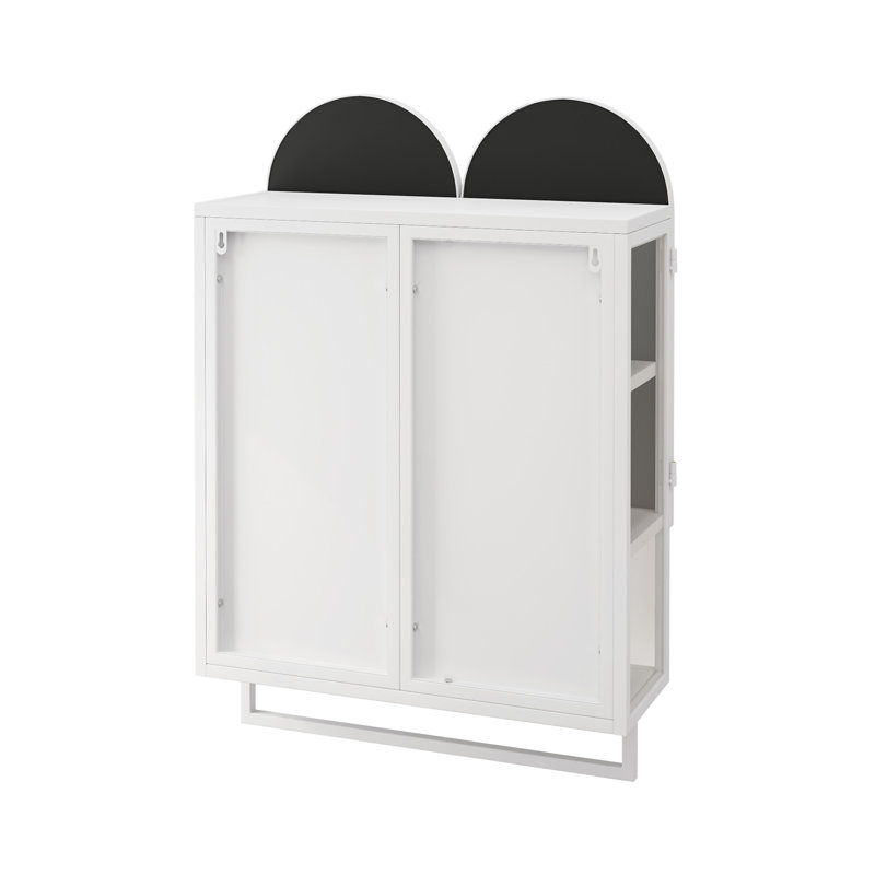 23.62" Modern Double-Arched Mirror Cabinet, White