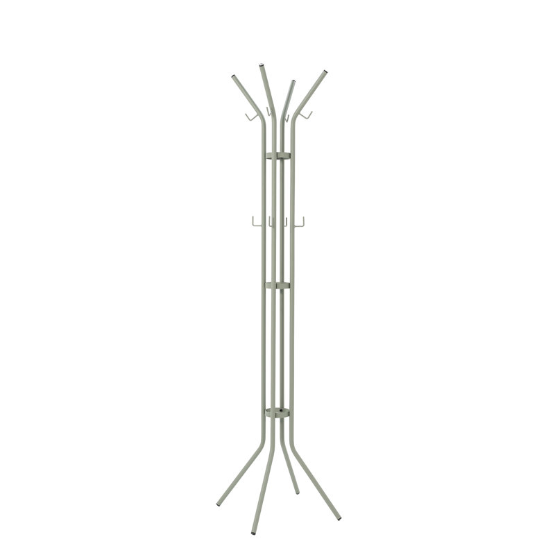 Jessy Steel Freestanding 12 - Hook Coat Rack, Green