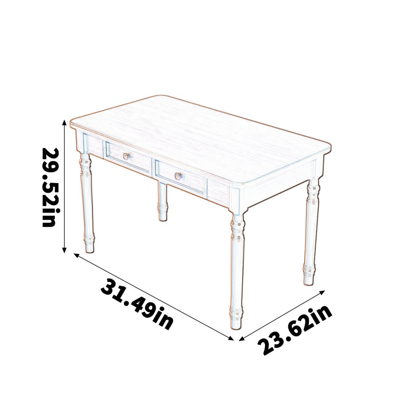 Bureau artistique rétro brun noyer massif, H 29,52 po x l 31,49 po x P 23,62 po