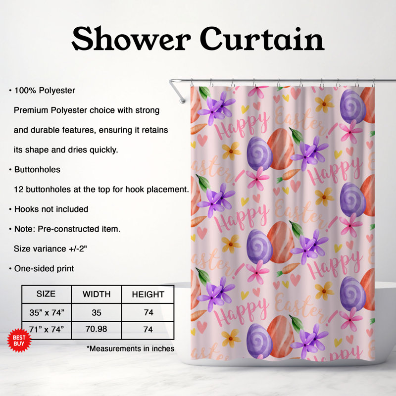 Rideau de douche 1 pièce Gentle Hue, H 74 po x l 71 po