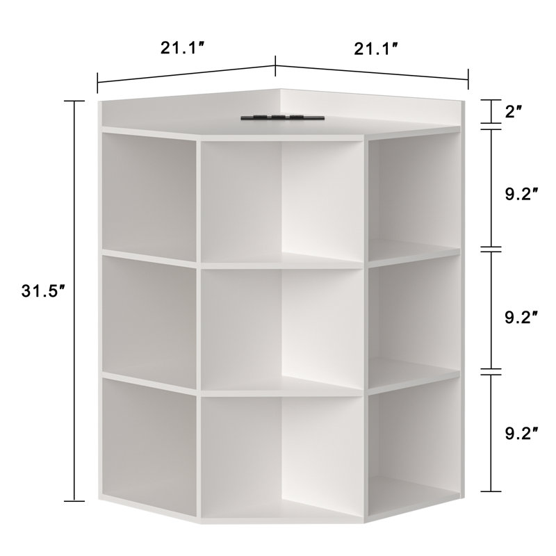 Corner Bookcase, White