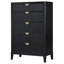 Commode haute Jack, 5 tiroirs, poignées en métal doré, bois noir