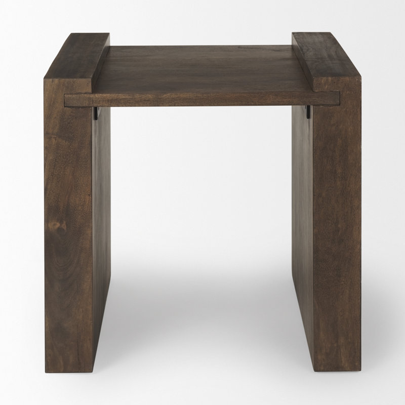 Dark Brown Mango Wood Rectangular End Table