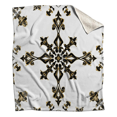Ornate Black Gold Motif Blankets