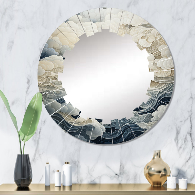 Kacem - Miroir mural nuage rond, 32 po x 32 po
