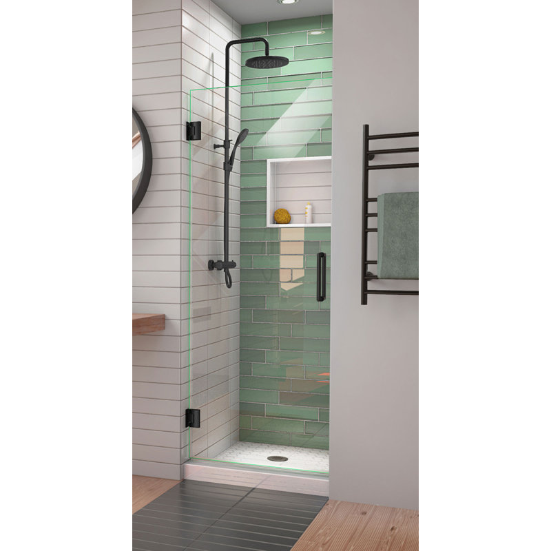 DreamLine Unidoor-LS 25 inch W x 72 inch H Frameless Hinged Shower Door in Matte Black, Matte Black, 25"