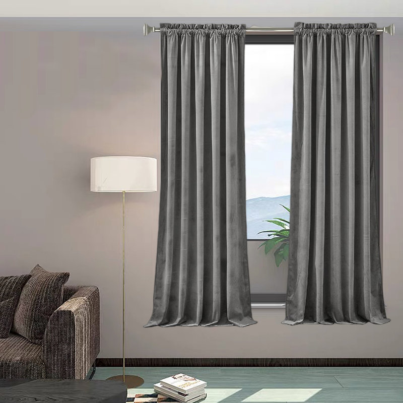 Velvet Room Darkening Curtain Pair, Marigold, 52" W x 120" L