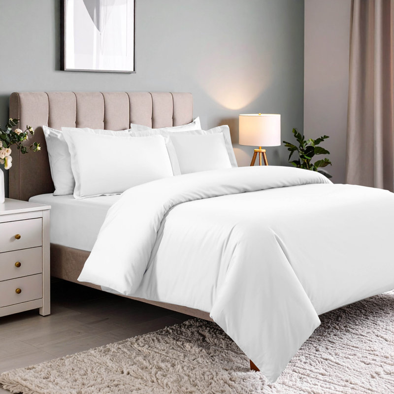 Burrier 600 Thread Count Cotton Blend Duvet Cover Set, King/ Cal. King Duvet Cover + 2 King Shams, White