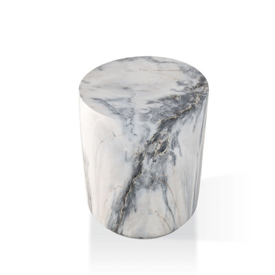 Fulcher Stone-Like 14"W End Table with Drum Base