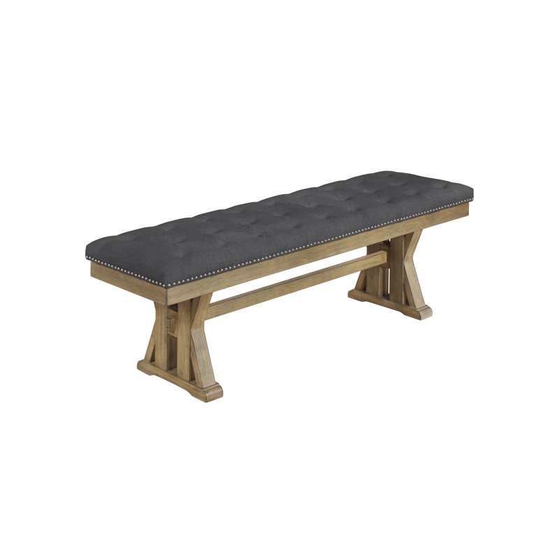 Marsily Linen Blend Upholstered Bench, Gray