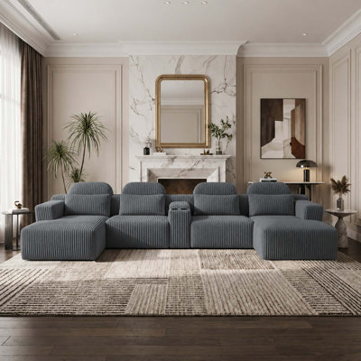 Canapé modulaire moderne en forme de U avec rangement intégré et montage sans outil