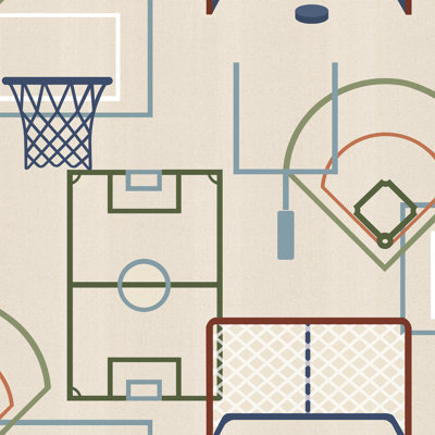 Sports Play Zone Multi Peel and Stick Wallpaper
