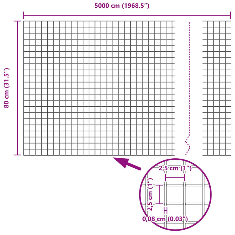  Welded Wire Fence With 13 Flanged Posts 0.8X50 M Galvanised Steel