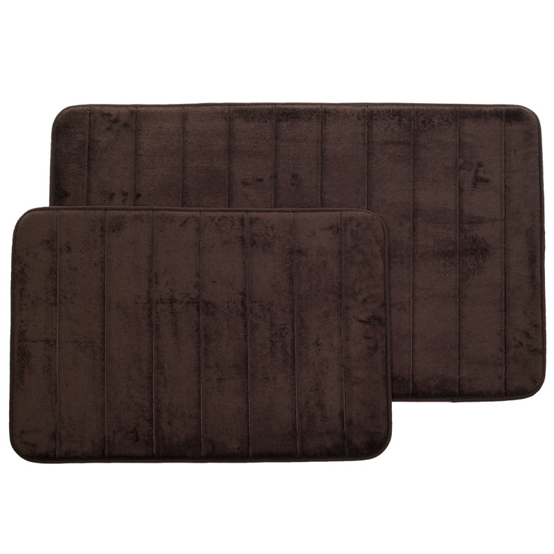 Ensemble de tapis de bain en mousse viscoélastique Billybob - Tapis de bain 2 pièces avec dessus en microfibre - Tapis antidérapants