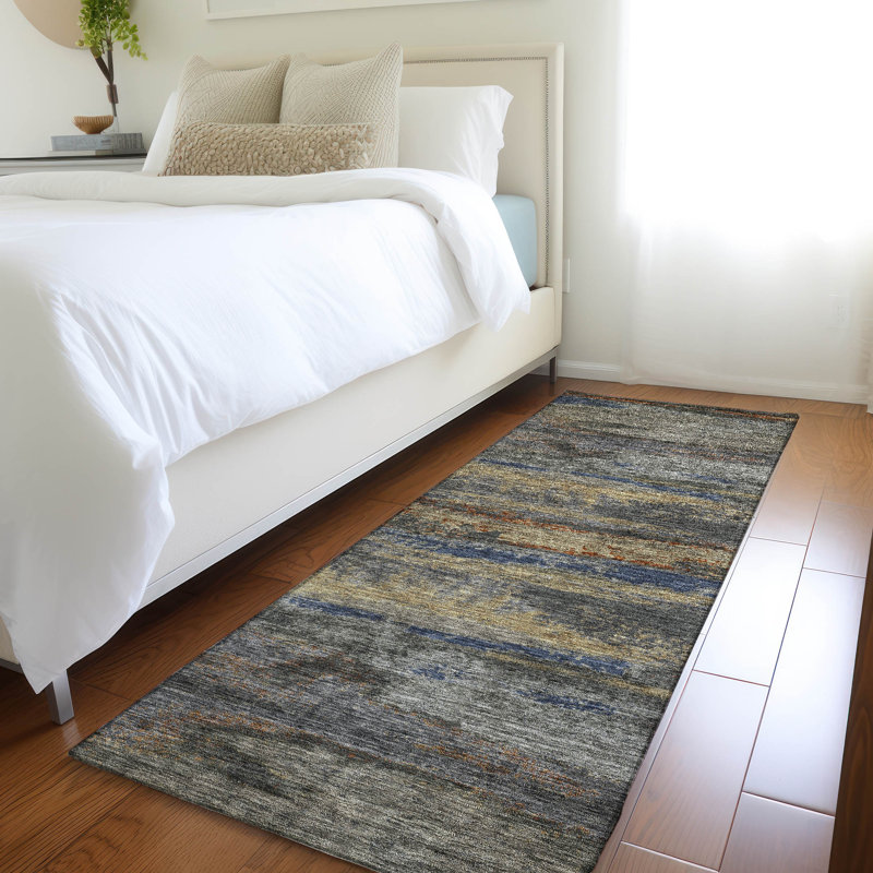 Premium Machine Washable Prisco Graphite Rug, Runner 2'3" x 7'6"