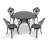 Black Outdoor Aluminum Round Dining Set, Compact Size Chair (Seat Width:15.35"), 1 Table, Weather-Resistant-1759606237