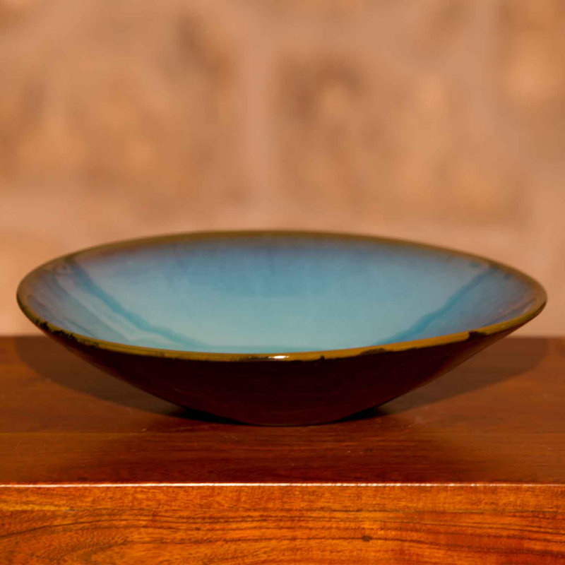 Cherolyn Handmade Ceramic Table Vase, 7cm H x 27cm W x 27cm D, Blue