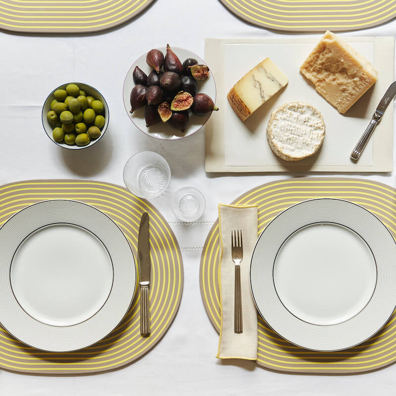 Lacquer Stripe Placemats, Plum/White