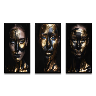 " Woman Golden Foil " 3 - Pieces