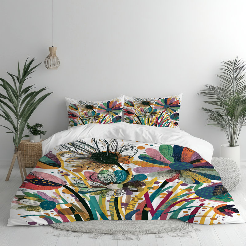 Wildflower Floral Comforter Set, King Comforter + 2 King Pillow Shams