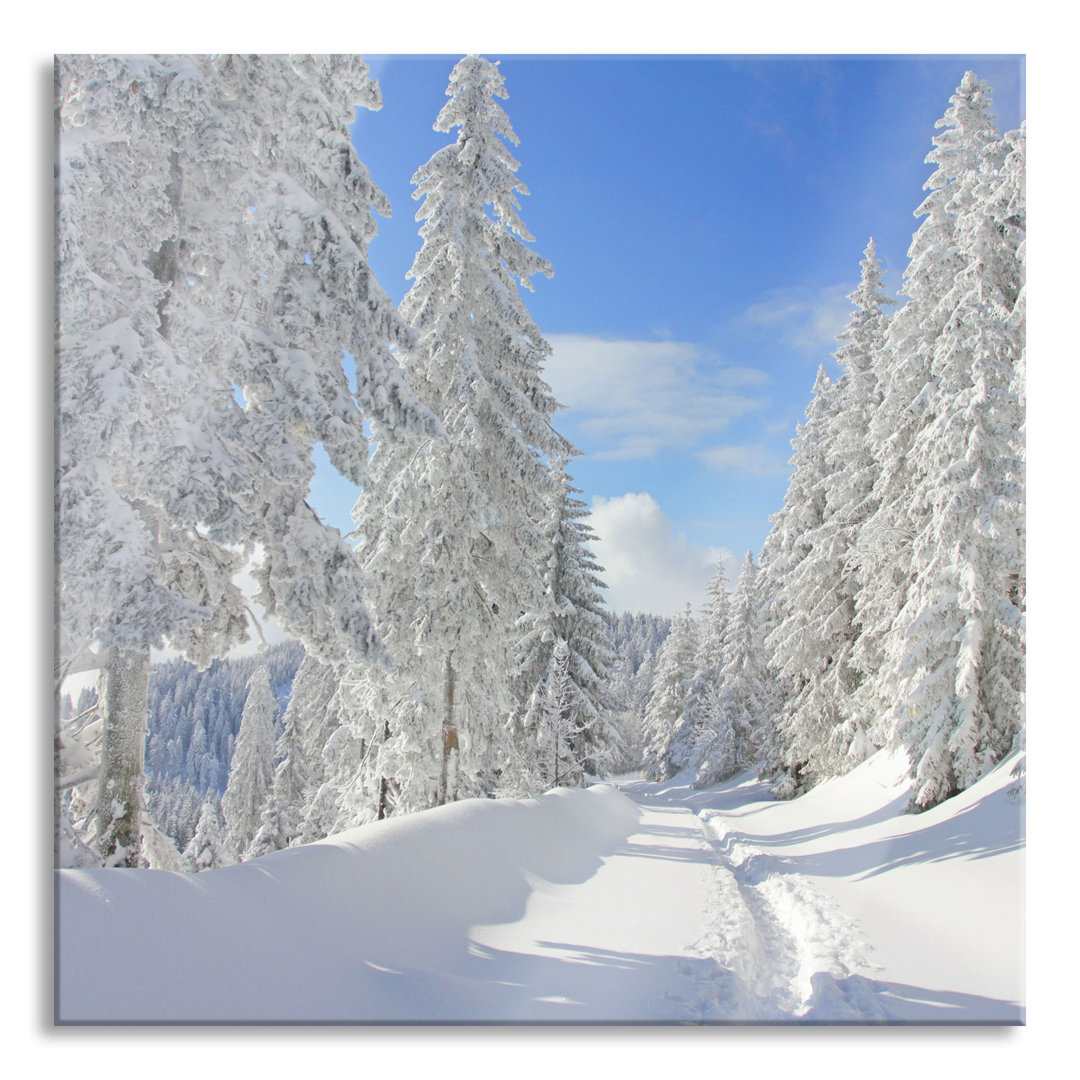 Glasbild Winterlandschaft Bäume