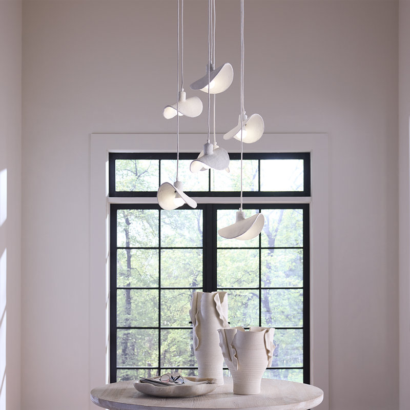 Slope Paper Mache 7-Light Chandelier, Matte White, 7-Light