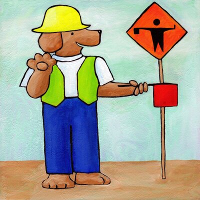 Give A Dog A Work Zone' by Janet Nelson Painting Print on Wrapped Canvas -  Marmont Hill, MH-MWW-NEL-22-C-32