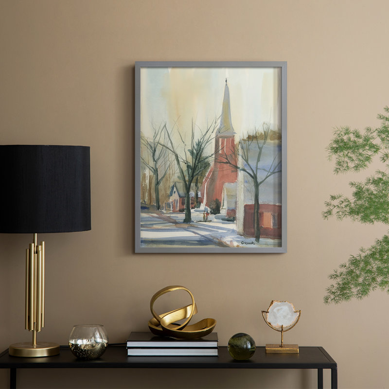 New England Main Street, reproduction encadrée - bois massif, Gris, H 30 po x l 24 po