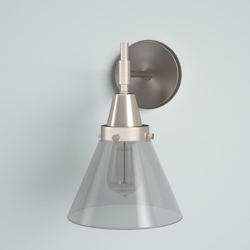 Gayle Armed Sconce, Clear, Incandescent, Satin Nickel