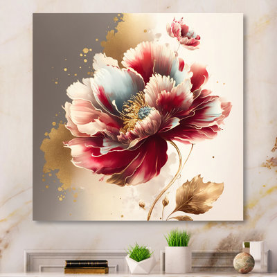 «Bold Red Floral Design II», impression sur toile tendue