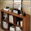 Bibliothèque à 6 cubes, tablette horizontale basse de 101,6 cm de large avec bord arrondi, bibliothèque en bois à 2 niveaux pour la décoration intérieure