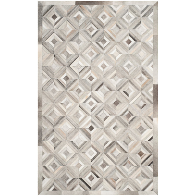 Tapis géométrique en cuir tissé à la main Cartwright, Rectangulaire 8 pi x 10 pi