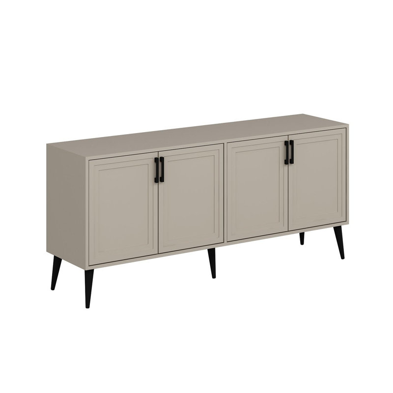 Stylish Console Table, Sandstone Color, 70.9 x 31.9 x 17.7 inches | 100% Melamine Coated Particle Board, Thickness: 0.7 inches | Membrane Coated MDF Doors, Wooden Legs, Wall-Mountable, Functional Storage Solution for Living Room & Entryway