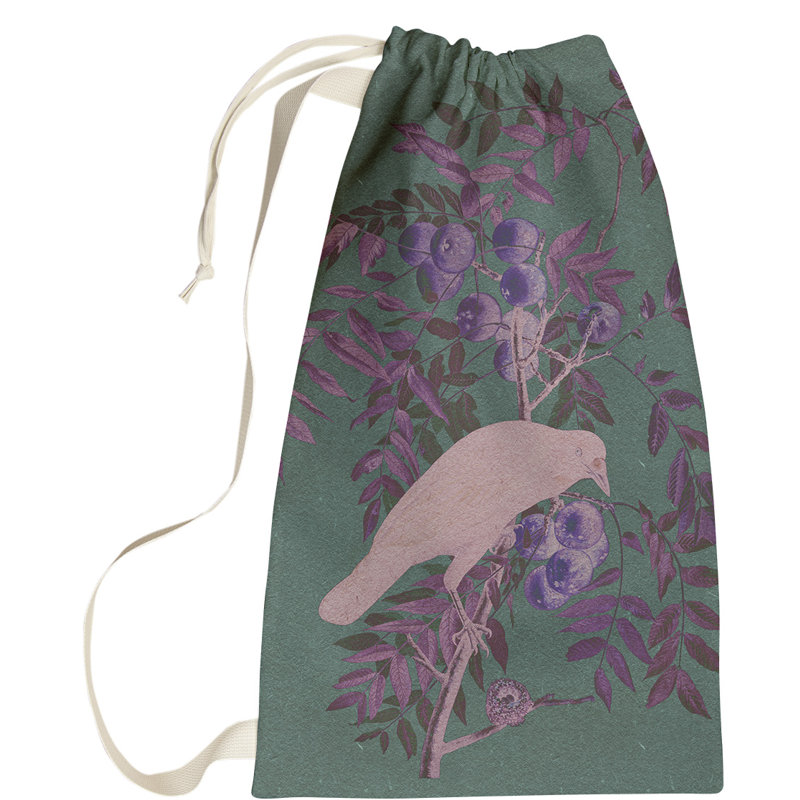 Maciejewski Fabric Laundry Bag with Handles, Large (76.5" H x 29.5" W x 1.5" D), Green/Purple