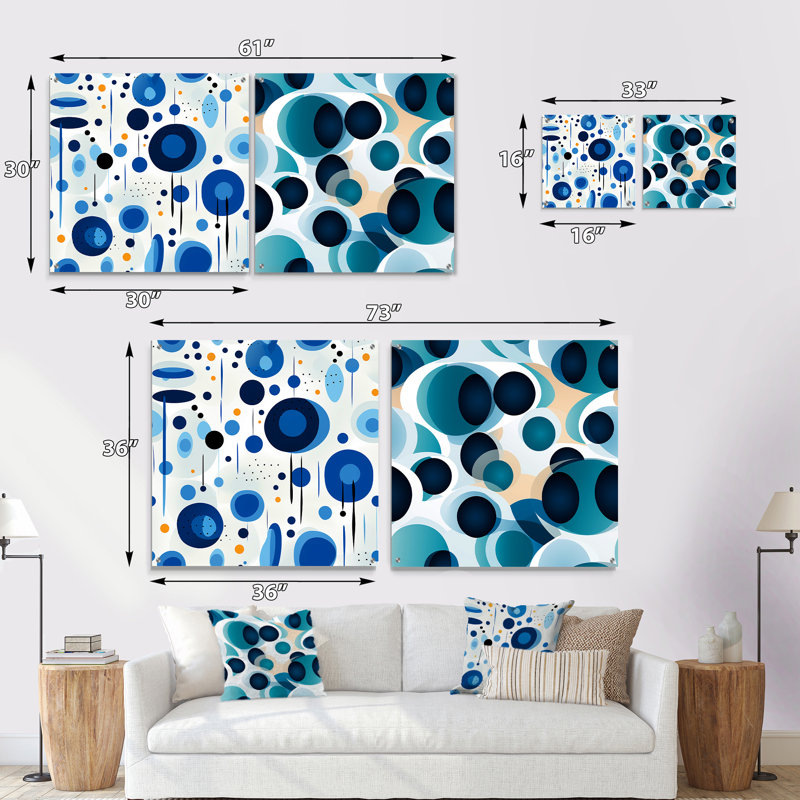 Corragh - Ensemble de 2 verres muraux géométriques abstraits en acrylique, H 16 po x l 33 po