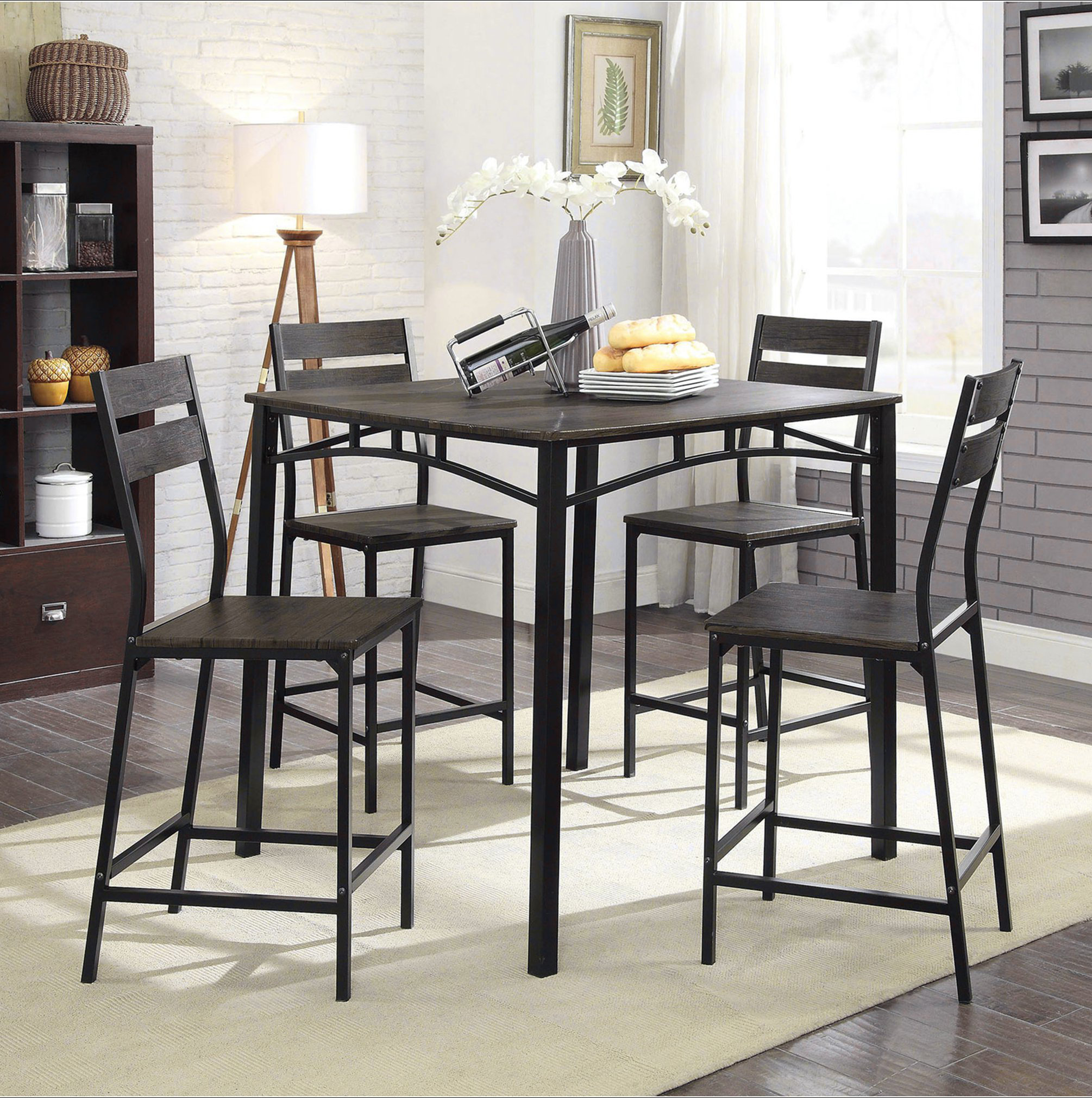 Photo inspiration: Gallery Detail: 17 Stories Dining Room Industrial Style Antique Brown 5Pc Dining