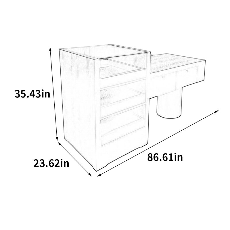 Armoire pour îlot central Minimalist Premium, H 35,43 po x l 86,61 po x P 23,62 po