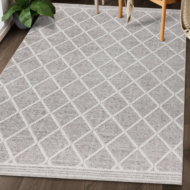 Lusko Tessa Distressed Machine Washable Area Rugs, Rectangle 3' x 5', Beige Ivory