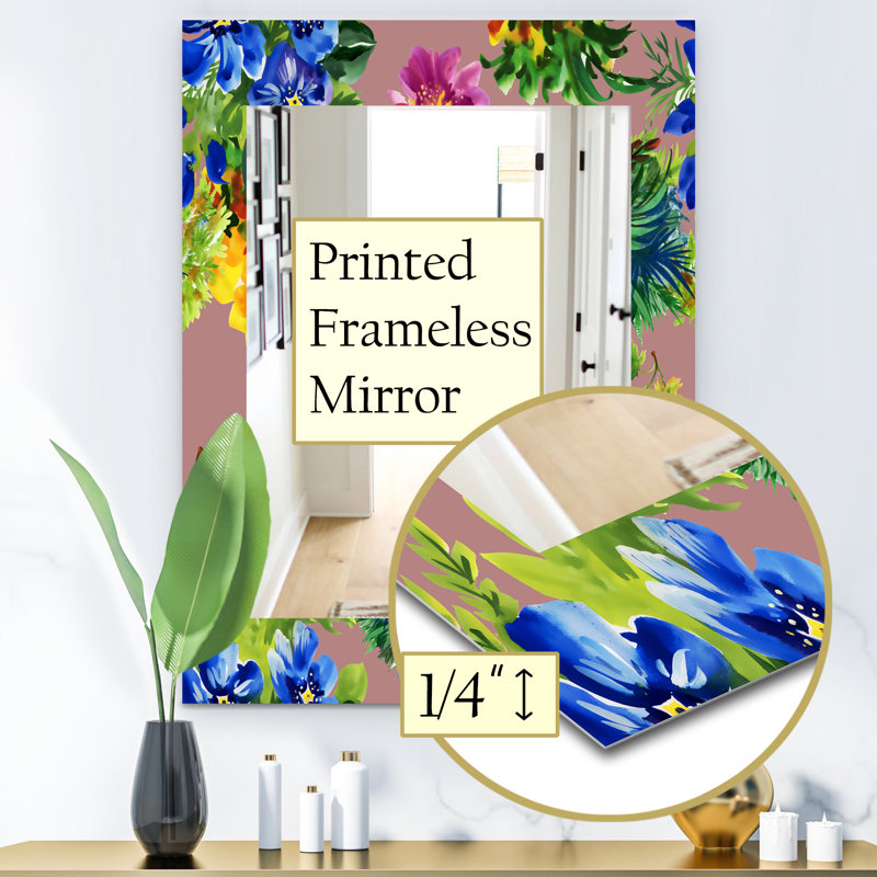 Miroir mural avec peu de baies fleur, H 24 po x l 32 po