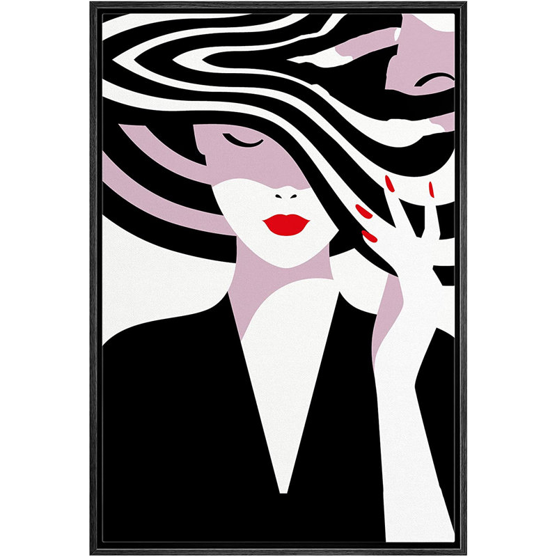 Impression sur toile, encadrée de femme élégante, Noir, H 36 po x l 24 po x P 1,5 po